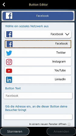 Füge spezielle Schaltflächen hinzu, um deine Leser zum Besuch deiner Social-Media Seiten anzuregen.